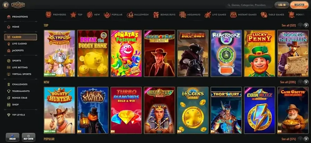 gransino casino screen