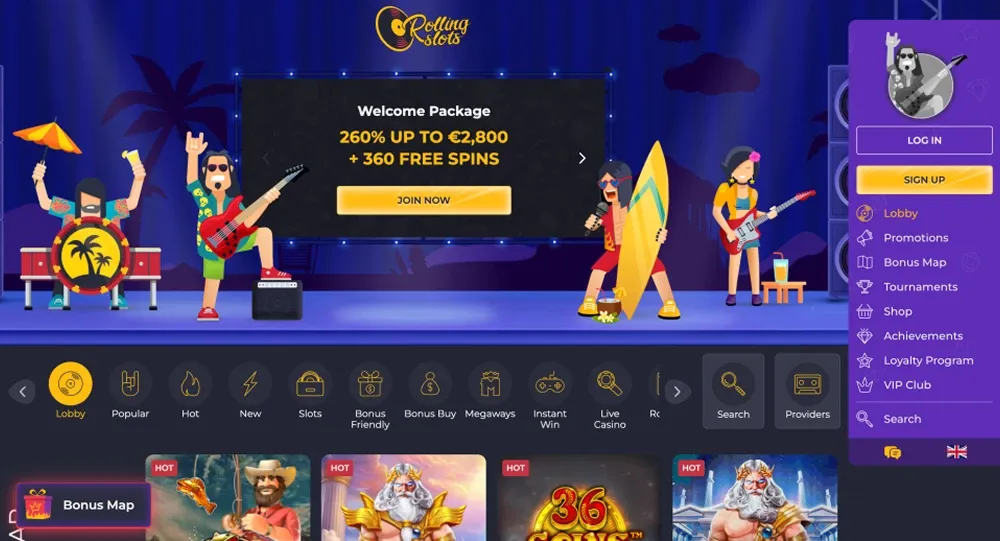 rolling slots screen